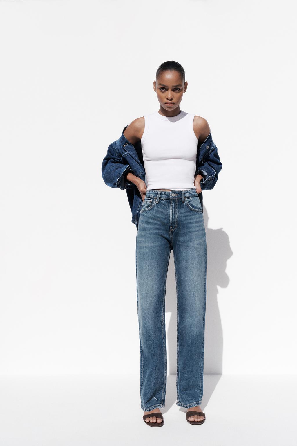 High-Waisted TRF Denim Jeans