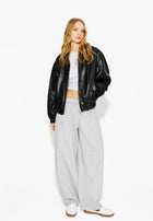 Leather Bomber Jacket - Black