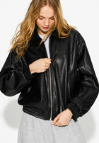 Leather Bomber Jacket - Black