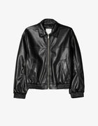 Leather Bomber Jacket - Black