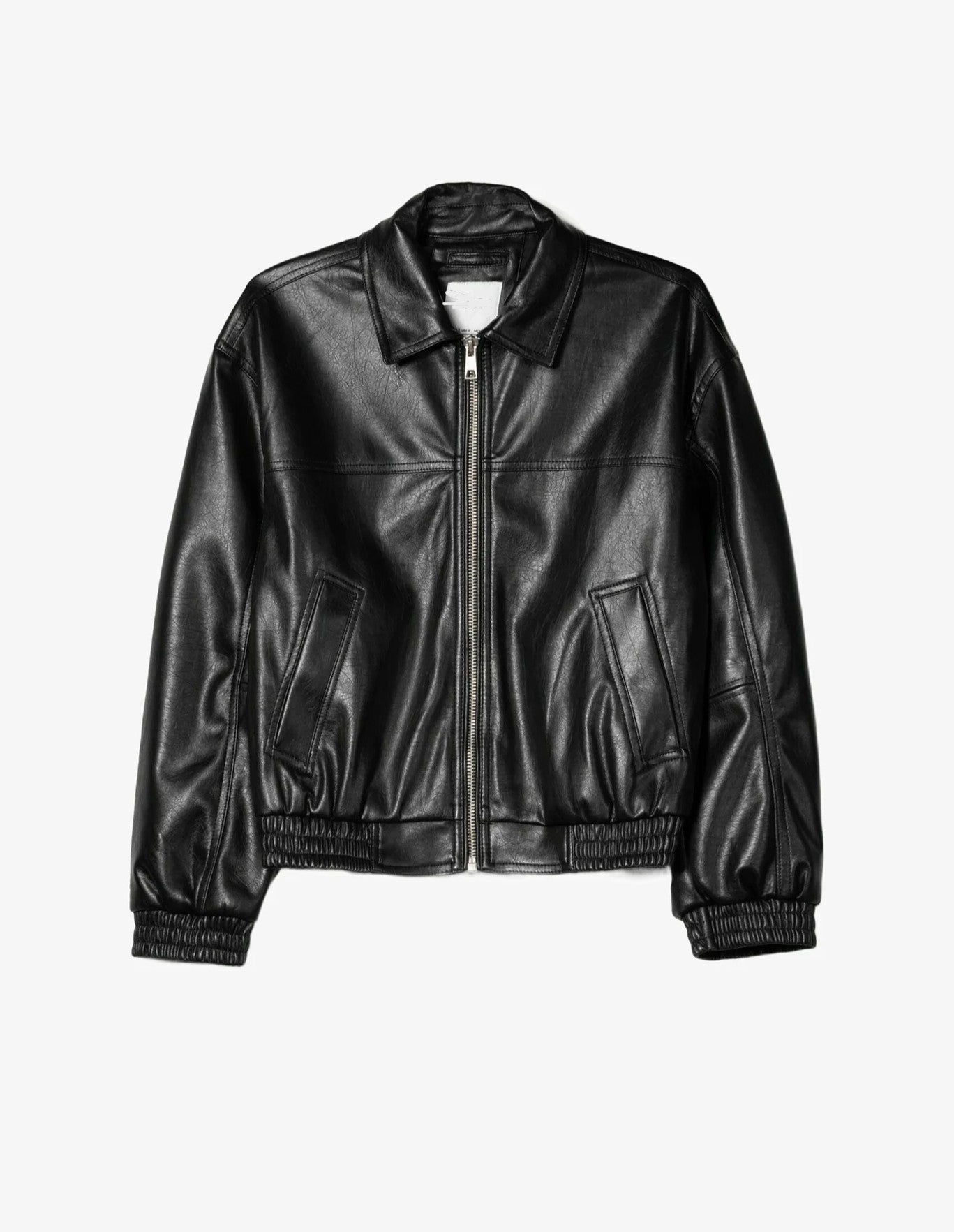 Leather Bomber Jacket - Black
