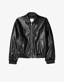 Leather Bomber Jacket - Black