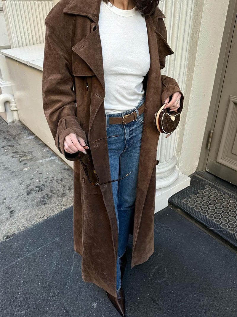 Suede Trench Coat
