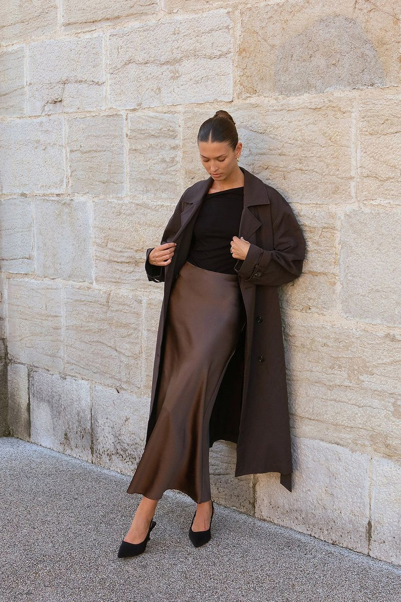 SATIN MIDI SKIRT