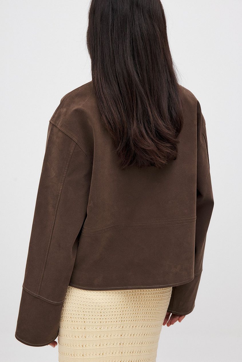 Brown Seude Zip Jacket