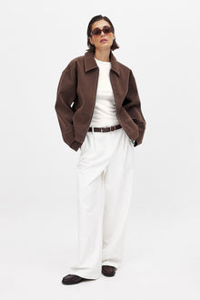 Brown Seude Zip Jacket