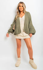 Knitted Balloon Sleeve Cardigan