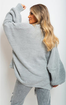 Knitted Balloon Sleeve Cardigan
