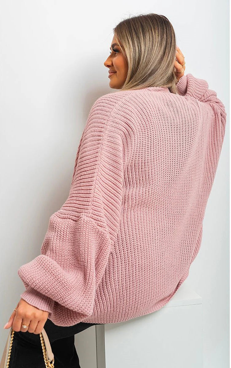 Knitted Balloon Sleeve Cardigan